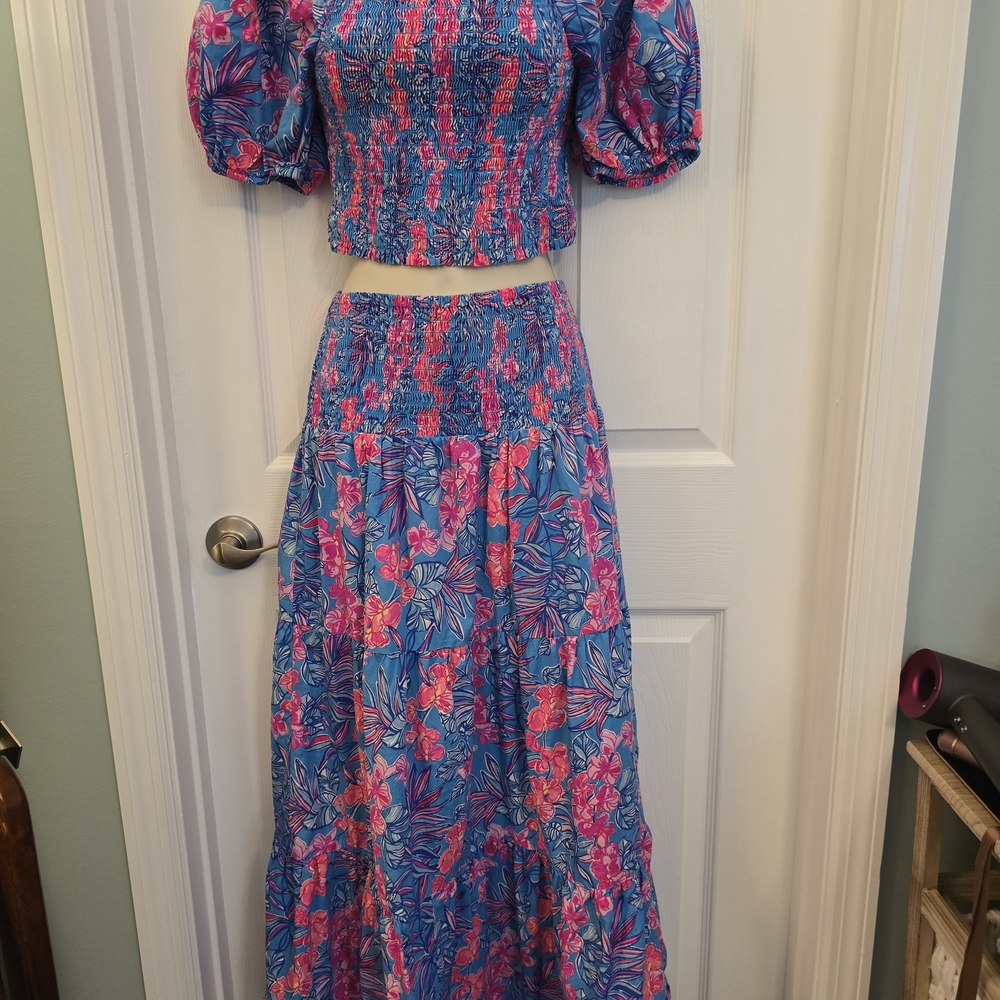 Lilly Pulitzer Blue and Pink Floral Set
